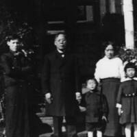 Yee family in front of Chinese Herb Company